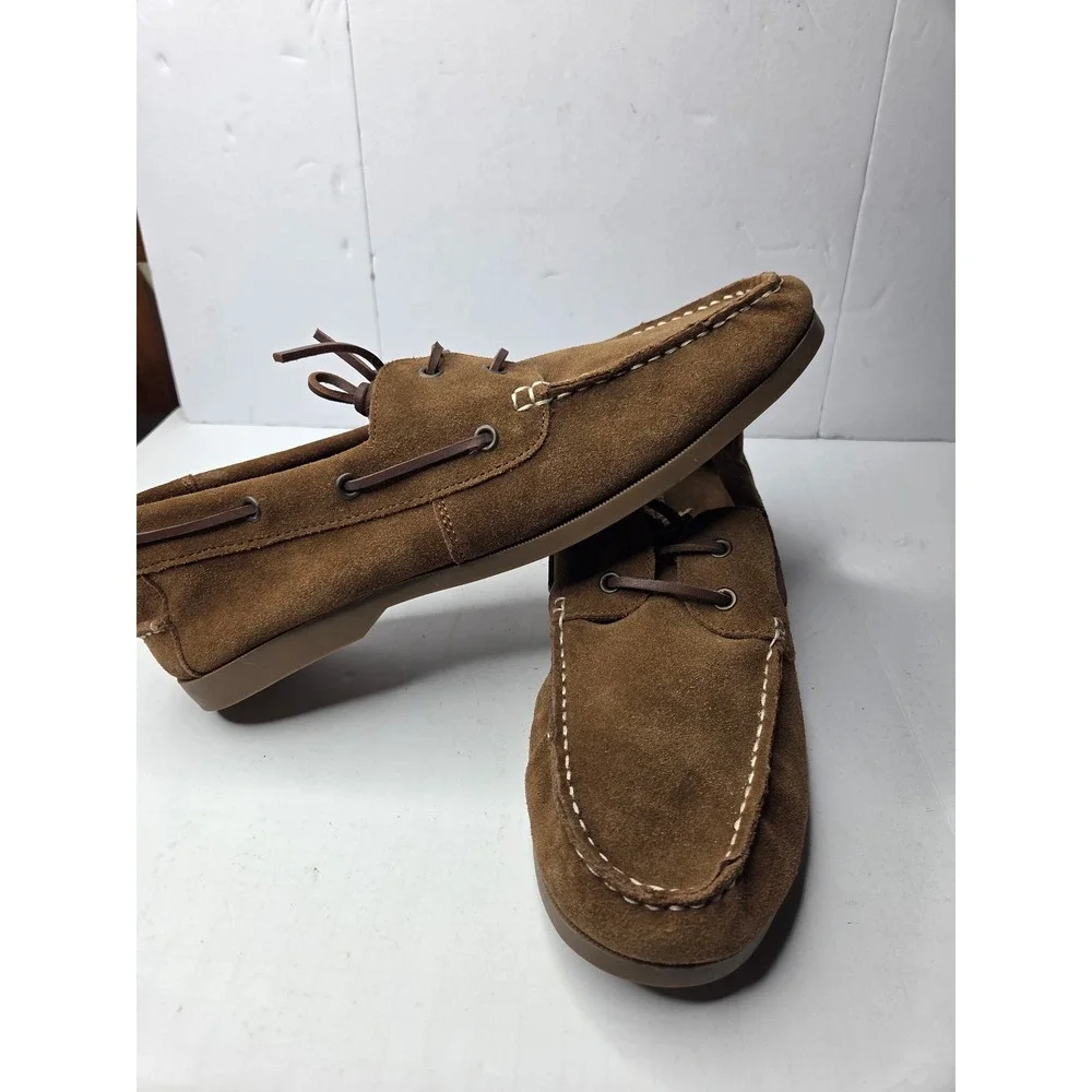 American Eagle Mens Brown Suede Boat Shoes Moc Toe Loafers Size 12 AE Style 1419